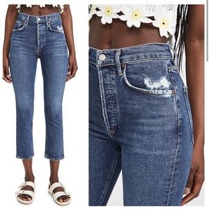 Agolde Riley High Rise Straight Crop Jeans
